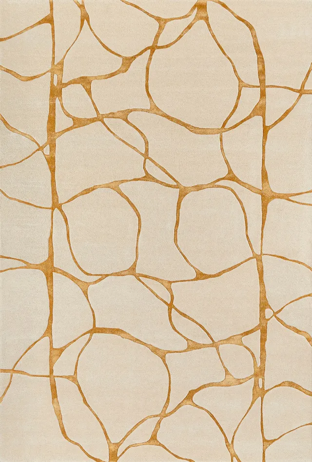 toulemonde-bochart-ambre-naturel-tapis-blanc-et-or-laine-et-viscose-fait-main image 1