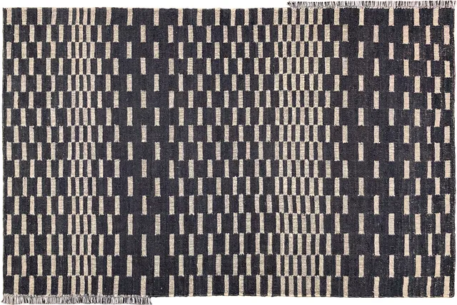 serge-lesage-tapis-vibration-2-noir-blanc-tapis-en-jute image 1