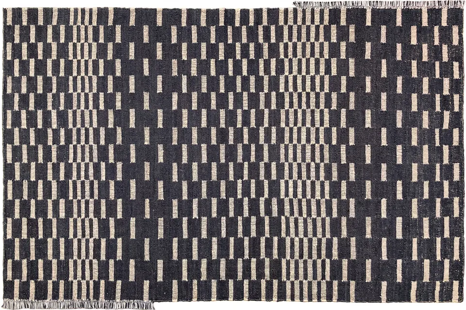 serge-lesage-tapis-vibration-2-noir-blanc-tapis-en-jute image 1