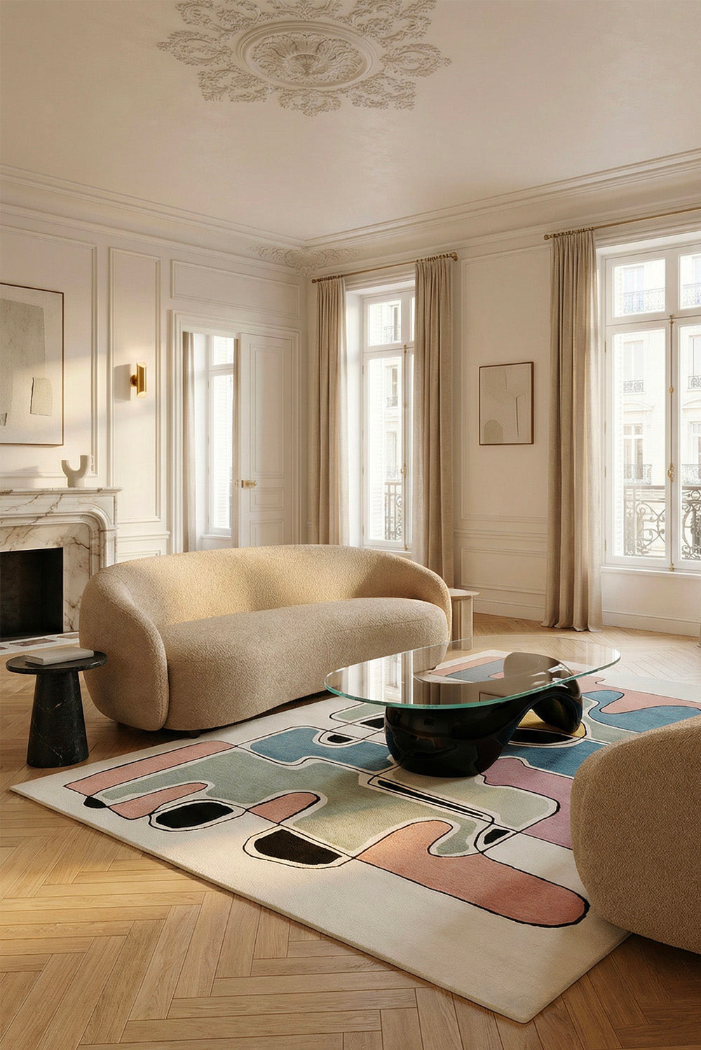 toulemonde-bochart-t-te-t-te-tapis-multicolore-laine-et-viscose-tuft-main image 2