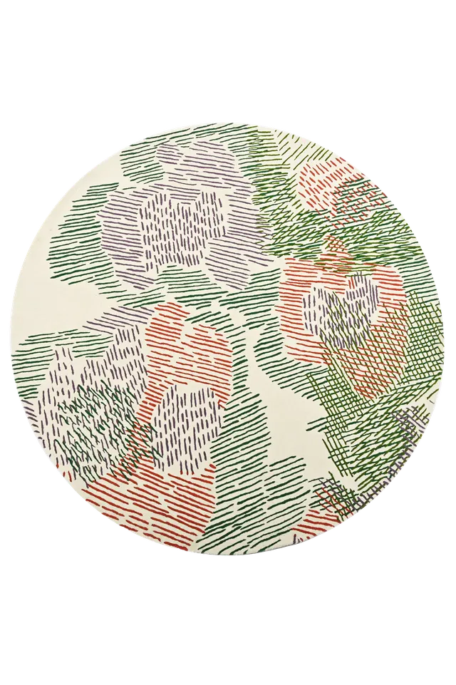 toulemonde-bochart-paysage-printemps-rond-tapis-rond-multicolore-pure-laine image 1
