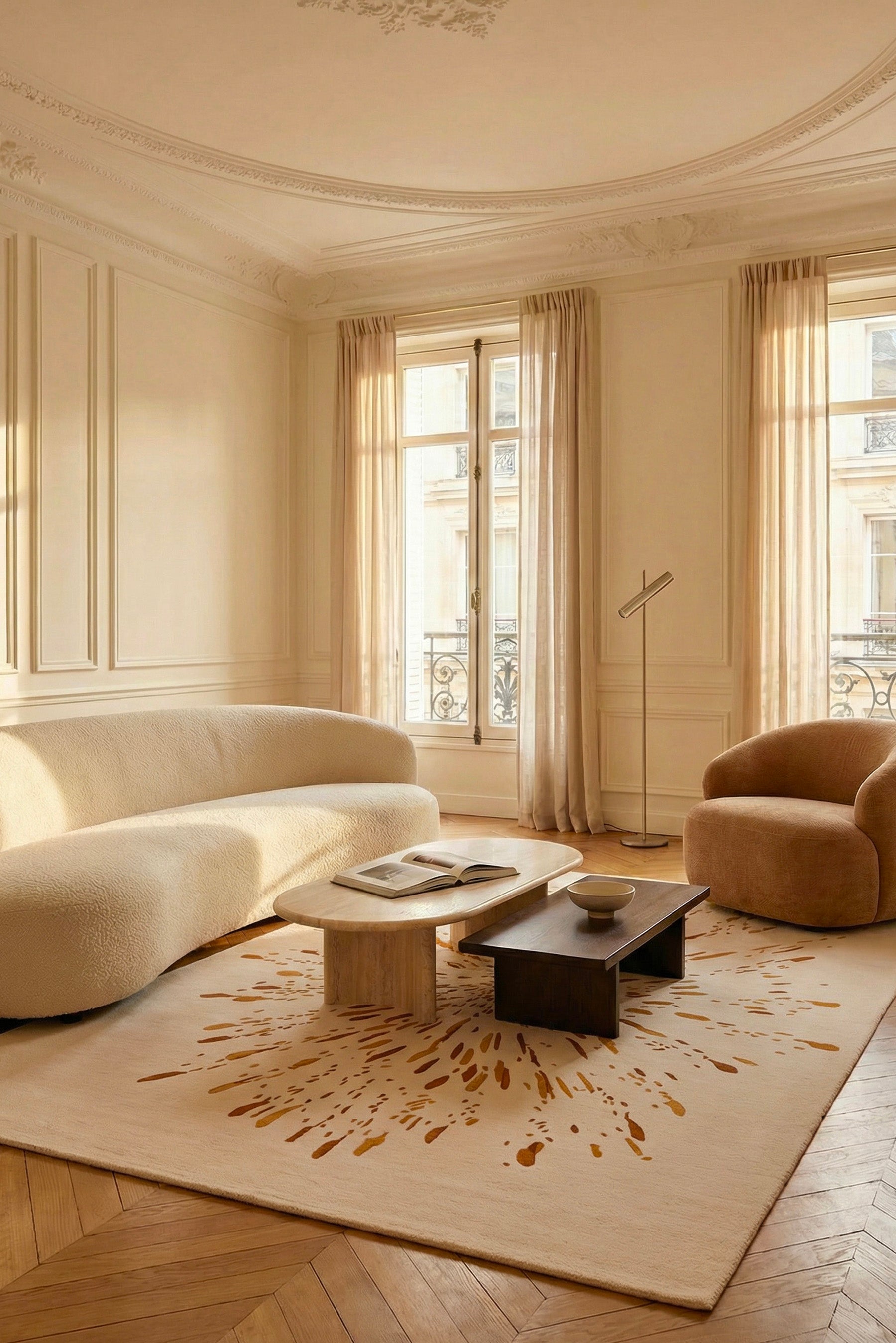 toulemonde-bochart-paint-tapis-ocre-et-beige-laine-et-soie-v-g-tale image 4