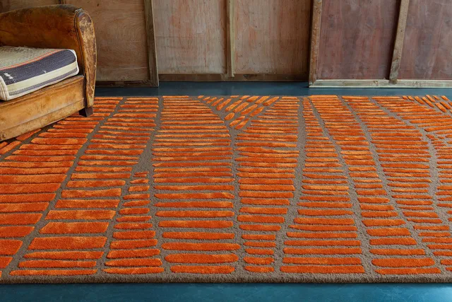 serge-lesage-tapis-enia-tapis-contemporain-relief-orange-taupe image 1