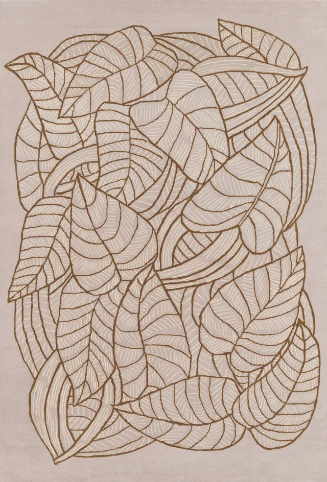 toulemonde-bochart-eden-naturel-tapis-beige-feuilles-laine-tuft-main image 1