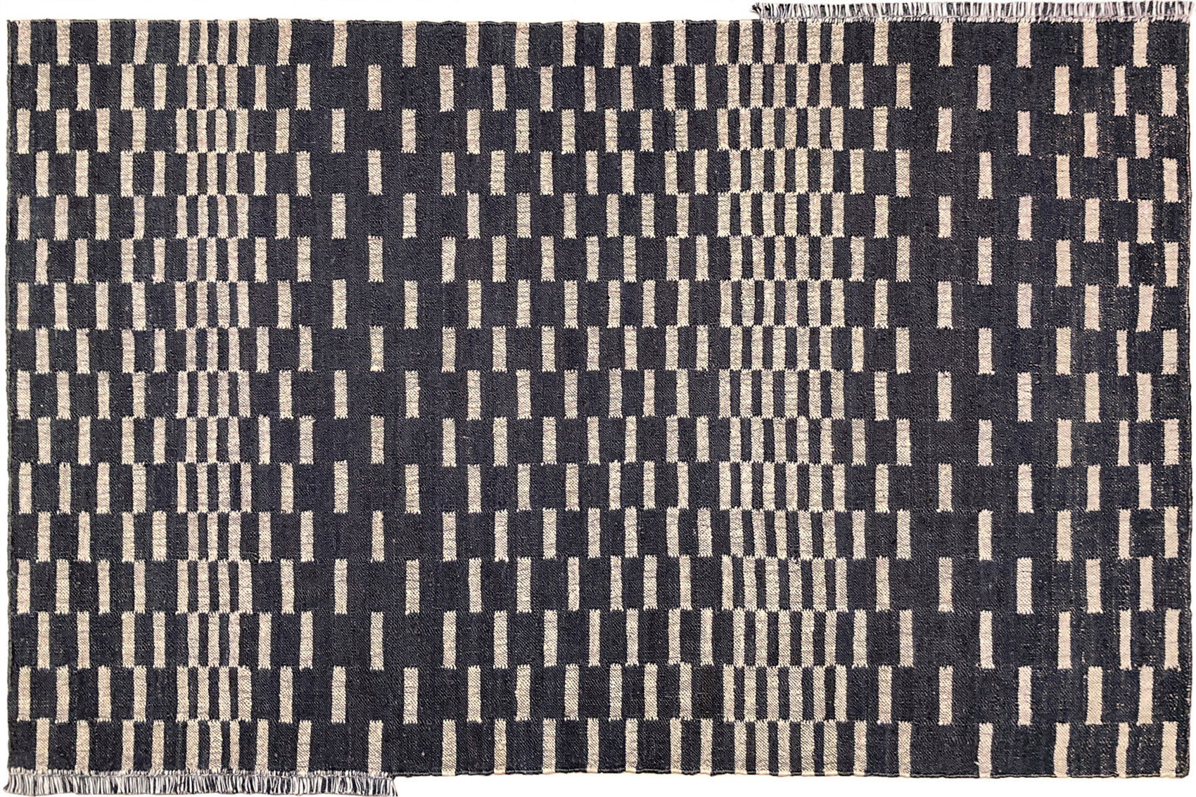 serge-lesage-tapis-vibration-2-noir-blanc-tapis-en-jute image 1