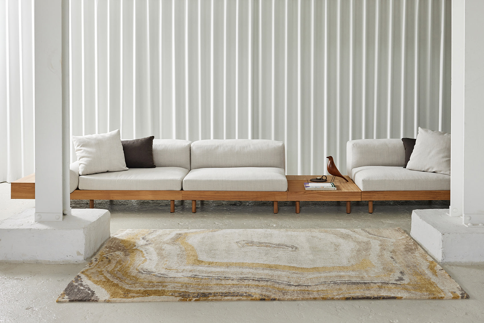 serge-lesage-tapis-target-cr-me-tapis-d-grad-ocre-brun image 1