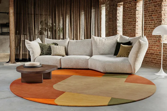 serge-lesage-tapis-blueprint-praline-patchwork-rond-color image 1