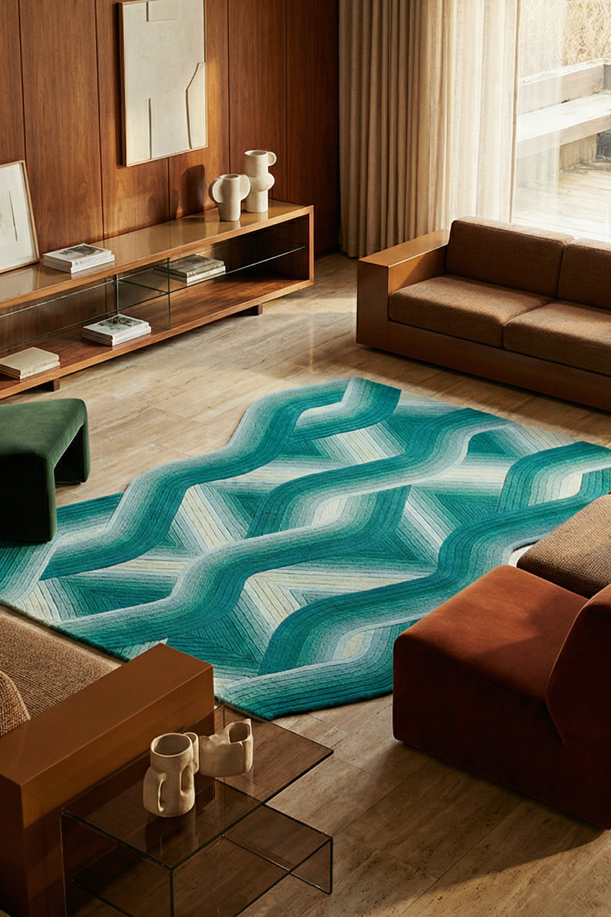 toulemonde-bochart-flow-aqua-tapis-bleu-laine-tuft-main image 2