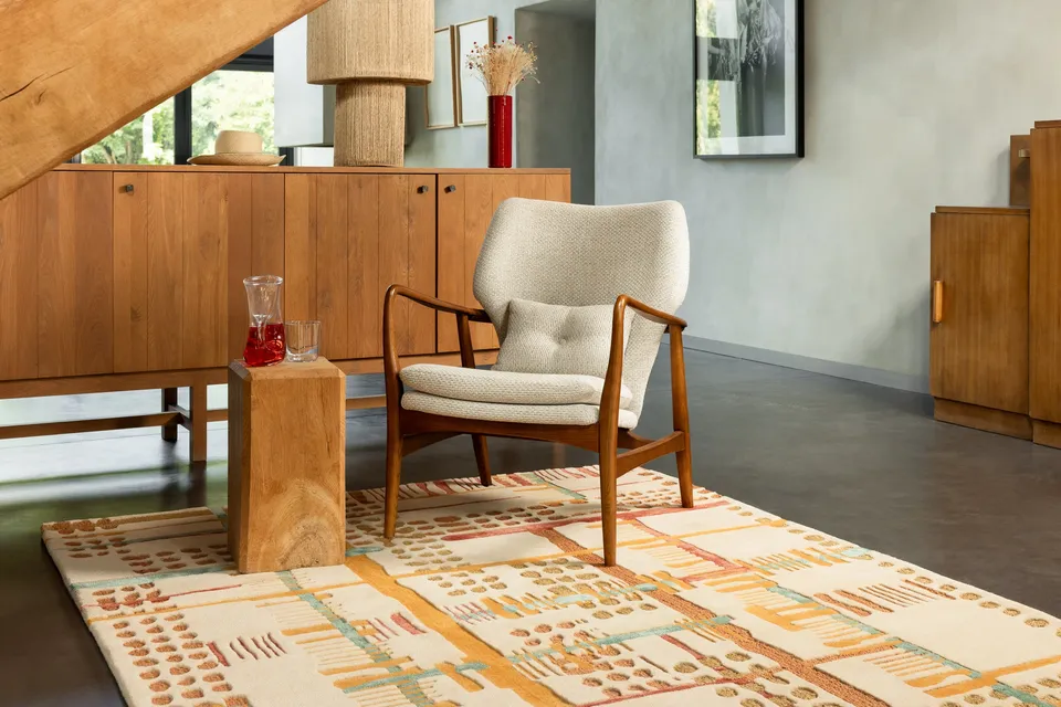 serge-lesage-tapis-hiri-joie-tapis-contemporain-ville-laine-lin-tencel image 1