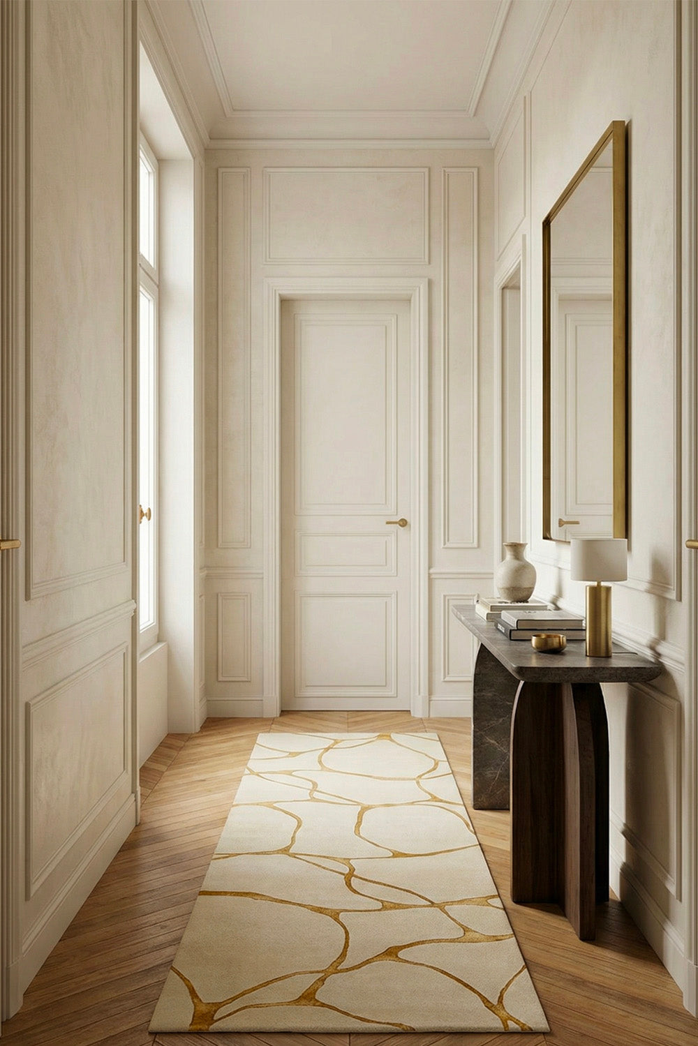 toulemonde-bochart-ambre-tapis-runner-blanc-et-or-80x240 image 2
