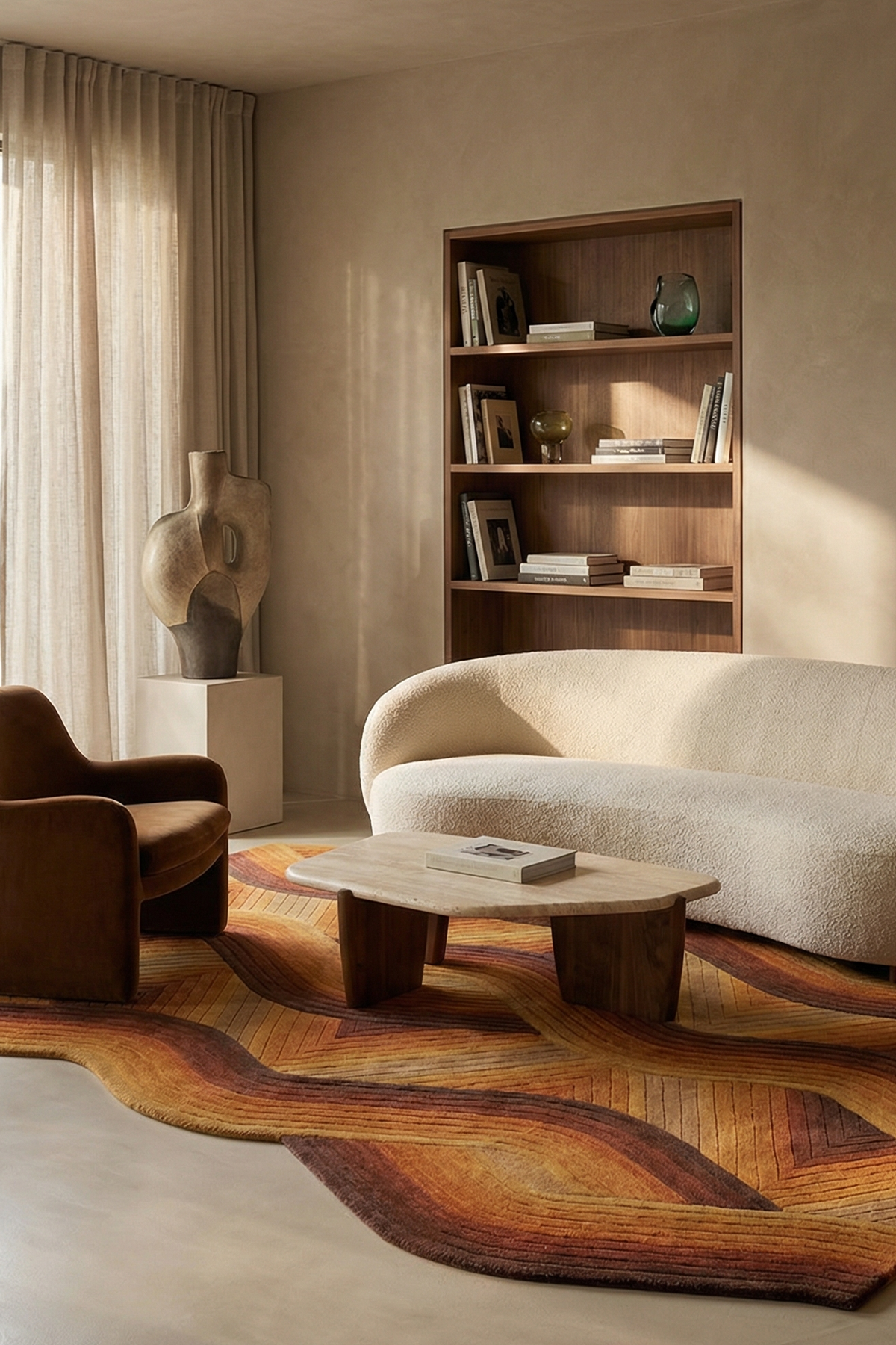 toulemonde-bochart-flow-ocre-tapis-ocre-en-laine-tuft-main image 2