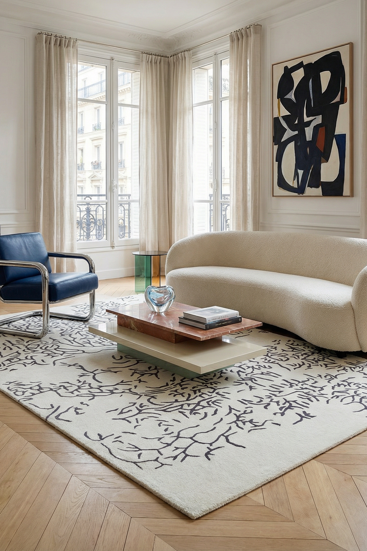 toulemonde-bochart-nature-tapis-noir-et-blanc-laine-tuft-main image 2
