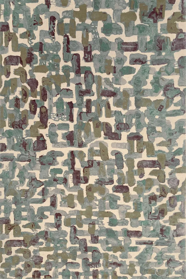 serge-lesage-cities-vert-de-gris-tapis-contemporain-original image 1