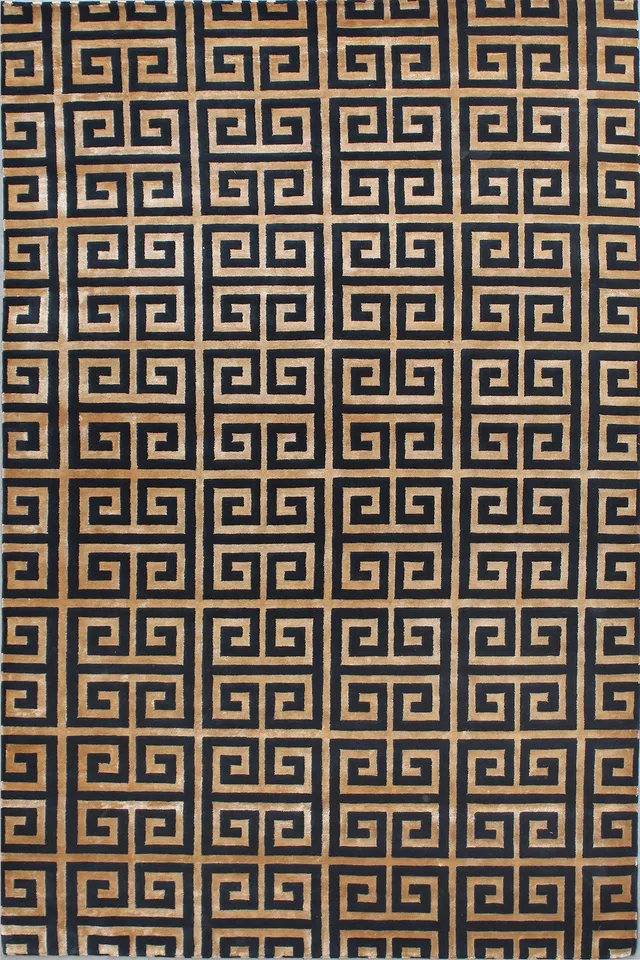 tapis-serge-lesage-labyrinth-ii-noir-or-bambou image 1