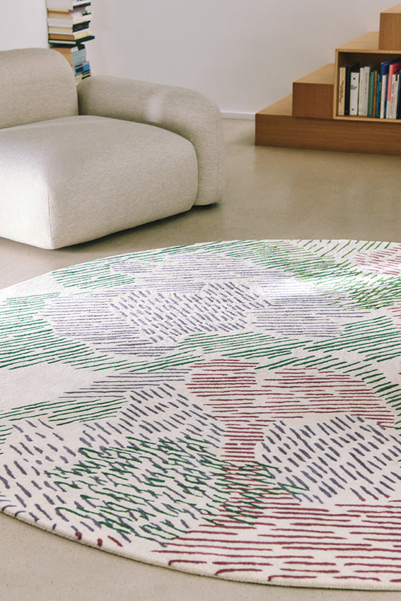 toulemonde-bochart-paysage-printemps-rond-tapis-rond-multicolore-pure-laine image 2