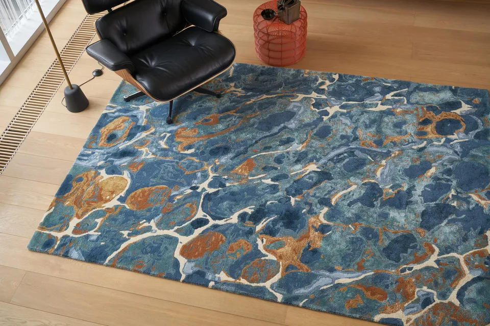 serge-lesage-text-bleut-tapis-marmor-en-contemporain image 1