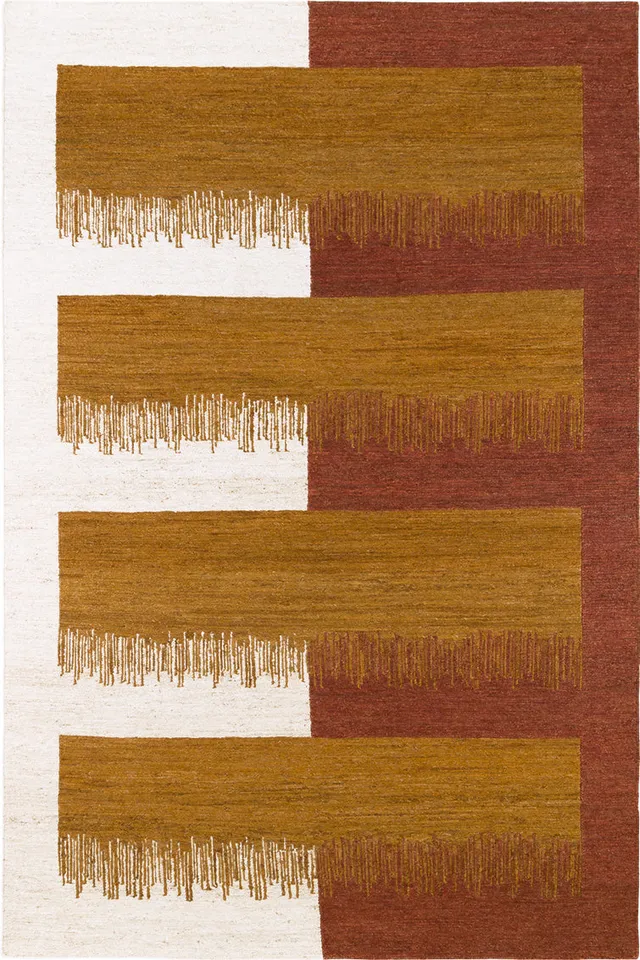 toulemonde-bochart-cala-ocre-tapis-nou-main-en-jute-dor-soumak image 1