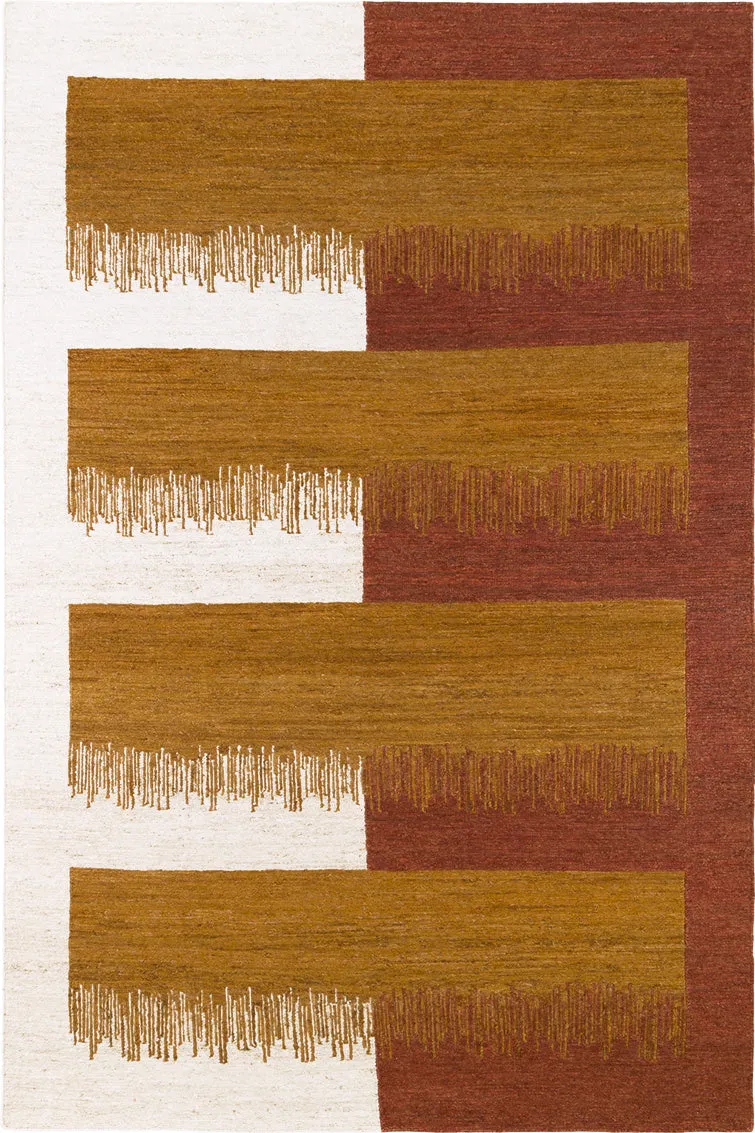 toulemonde-bochart-cala-ocre-tapis-nou-main-en-jute-dor-soumak image 1