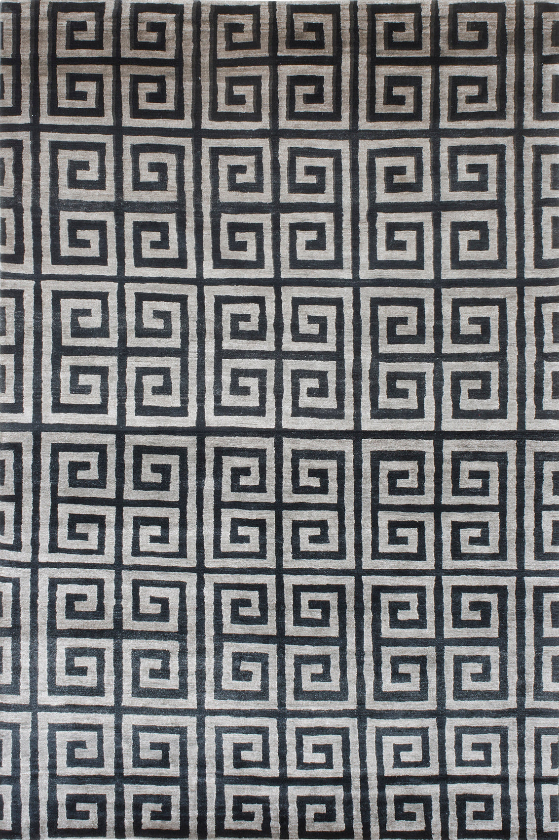 serge-lesage-tapis-labyrinth-noir-argent-fibre-de-bambou image 1