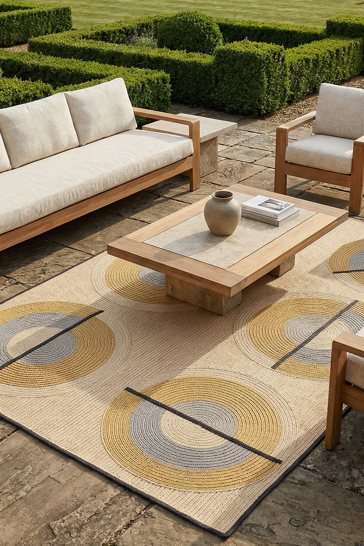 toulemonde-bochart-cyclo-tapis-d-ext-rieur-tiss-main-beige-sable-et-gris image 2