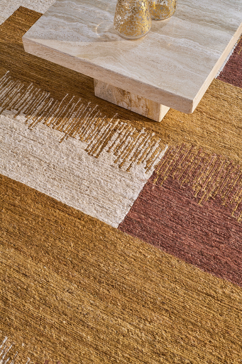 toulemonde-bochart-cala-ocre-tapis-nou-main-en-jute-dor-soumak image 5