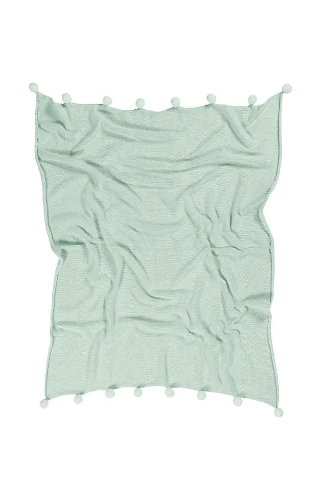 lorena-canals-bubbly-mint-plaid-bebe-en-coton-tricote-a-pompons image 1